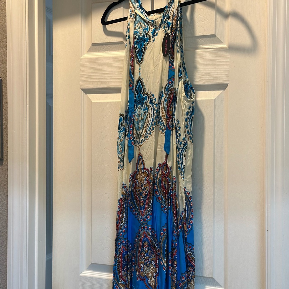 Blue and White Halter Sundress (plus size)